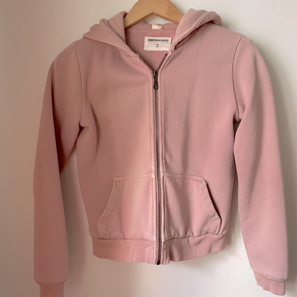 Paper Denim & Cloth Vintage Series Thermal-lined distressed Zip Hoodie